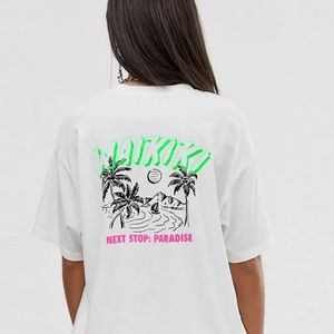 Bershka Oversized Waikiki T-Shirt White